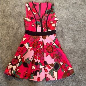 Ted Baker Pink Floral Fit-and-Flare Cocktail Party Dress